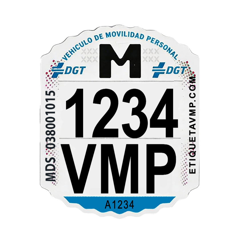 Matrícula Identificativa para Patinetes Eléctricos - Etiqueta VMP